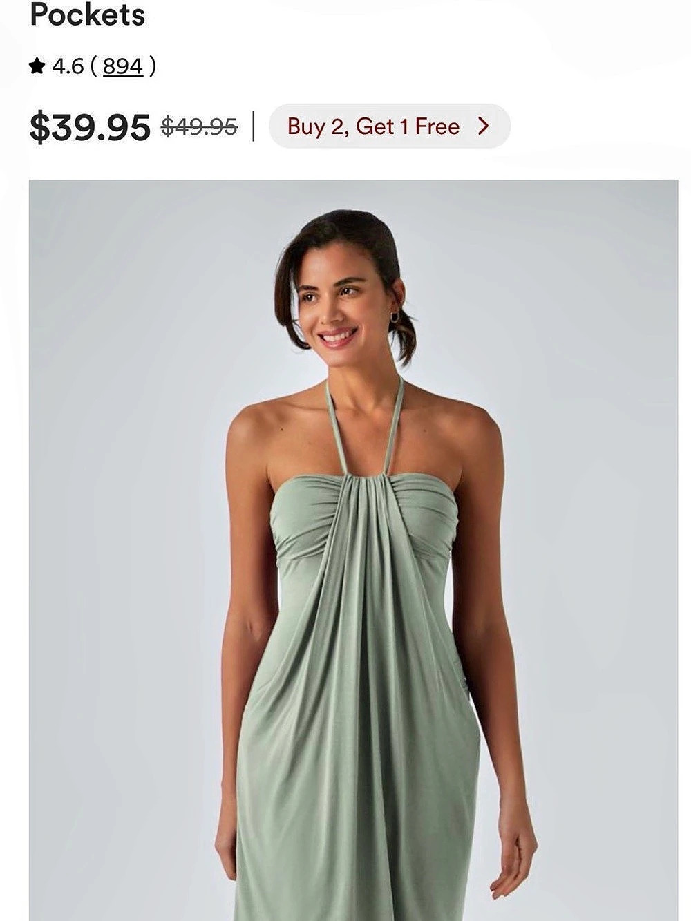 Halara Halter Tie Back Mini Resort Dress Green Like New